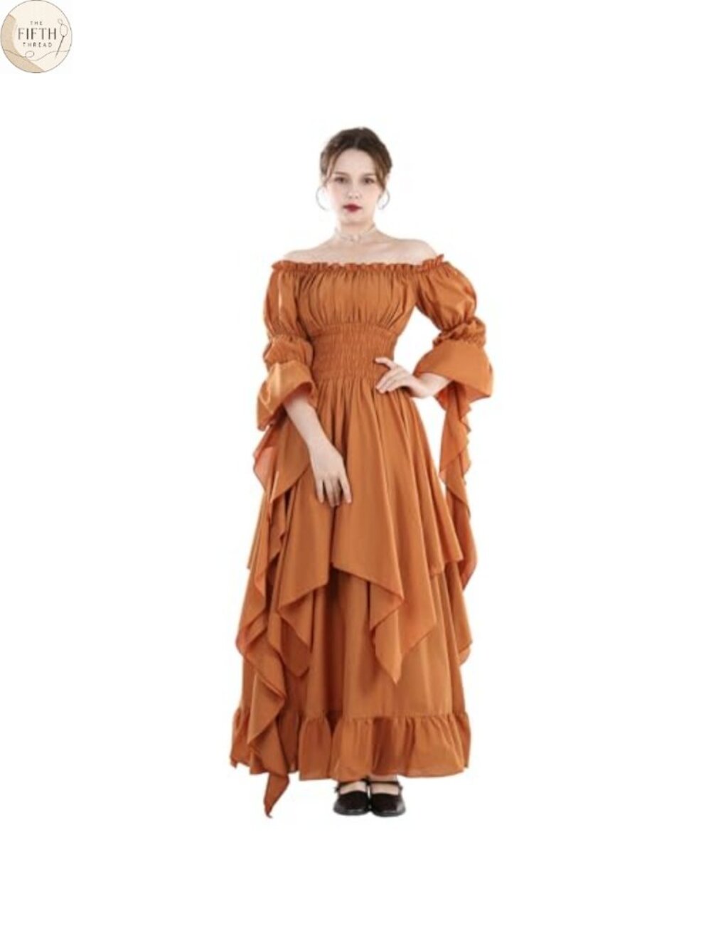 Victorian Renaissance Maxi Dress Long Sleeve Off Shoulder Costume